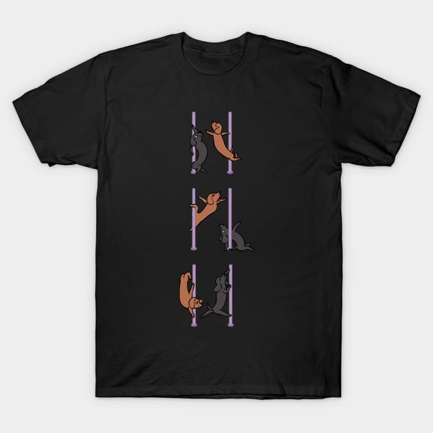 Dachshund Pole Dancing Club T-Shirt by huebucket